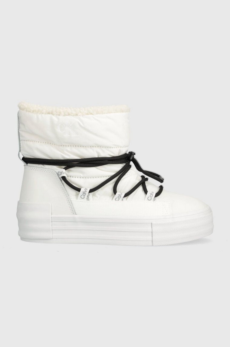 Calvin Klein Jeans śniegowce BOLD VULC FLATF SNOW BOOT WN kolor biały YW0YW01181