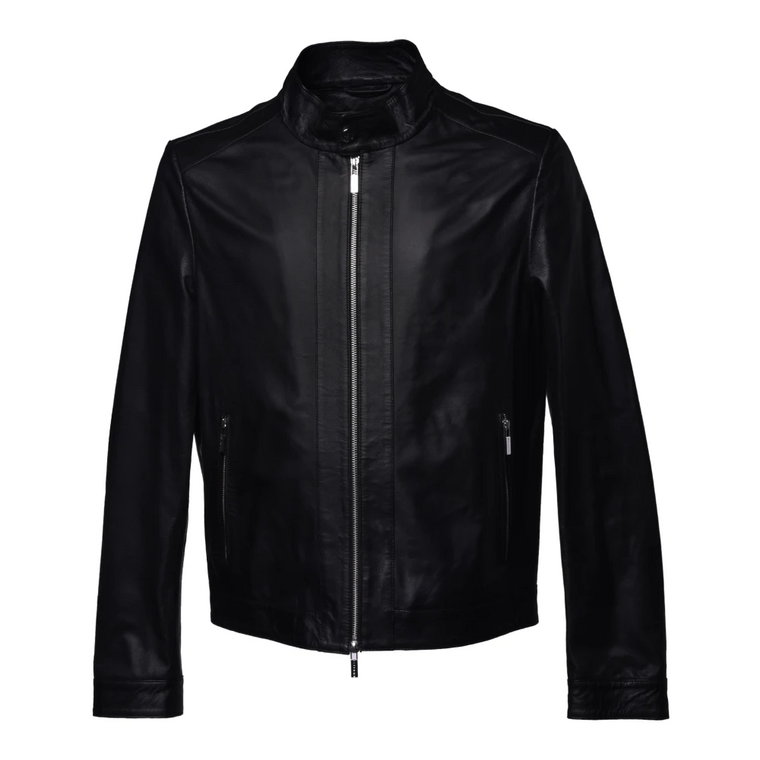 Czarny leather jacket Baldinini