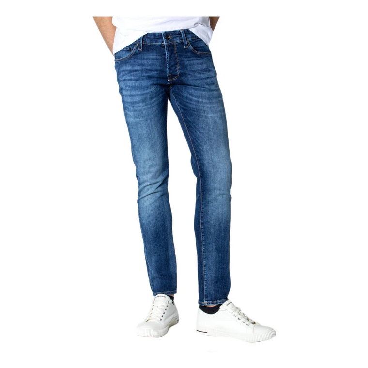 Niebieskie Jeansy Męskie z Zamkiem i Guzikiem Jack & Jones