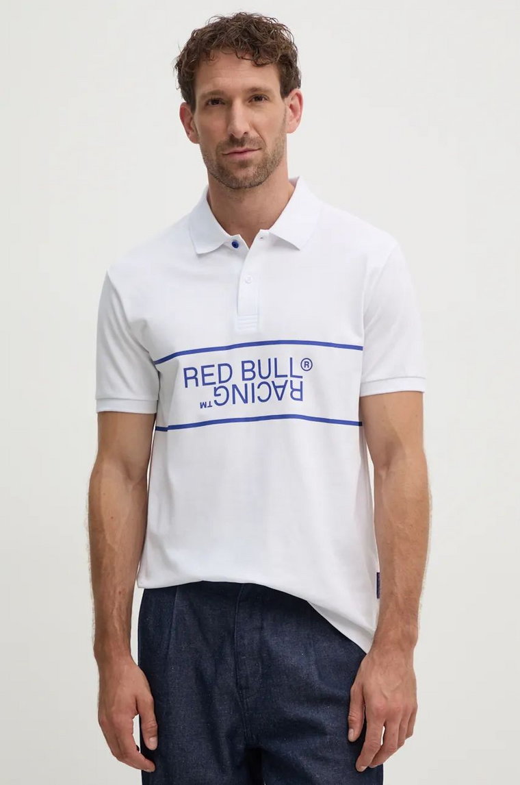 Red Bull Racing x Pepe Jeans polo męski kolor biały z nadrukiem RM540004