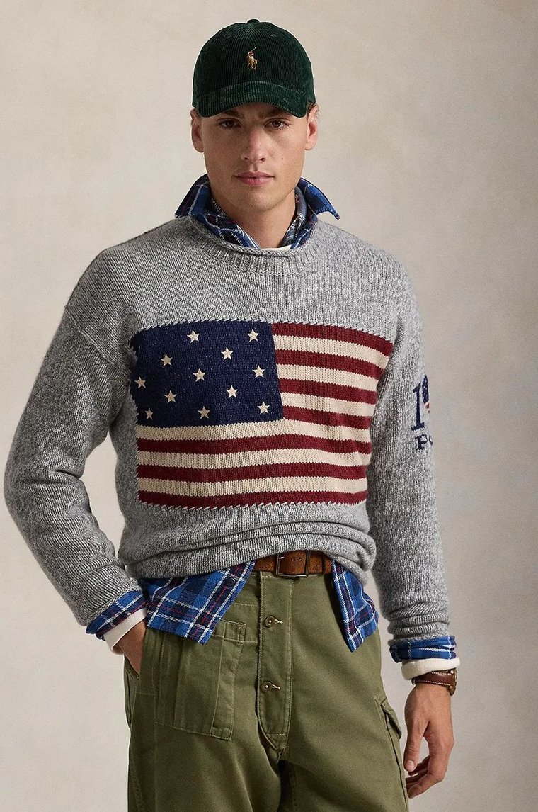 Polo Ralph Lauren sweter wełniany męski kolor szary ciepły 710949283