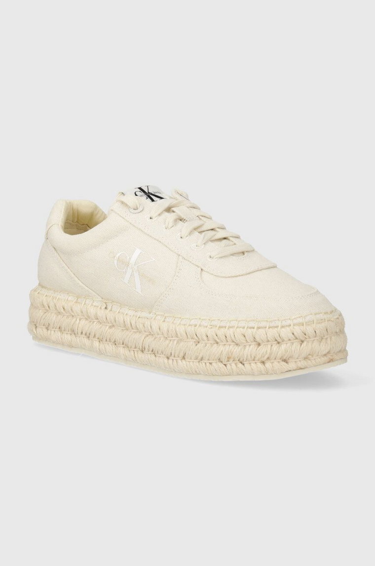 Calvin Klein Jeans espadryle ESPADRILLE SNEAKER CS BTW kolor biały na platformie YW0YW01437