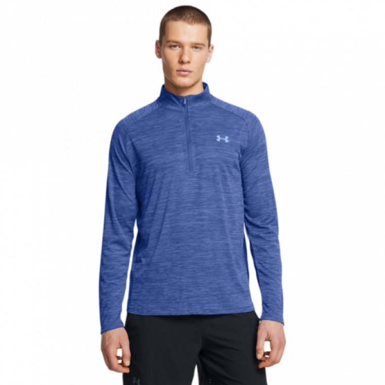 Męski longsleeve treningowy Under Armour UA Tech Textured 1/2 Zip - niebieski