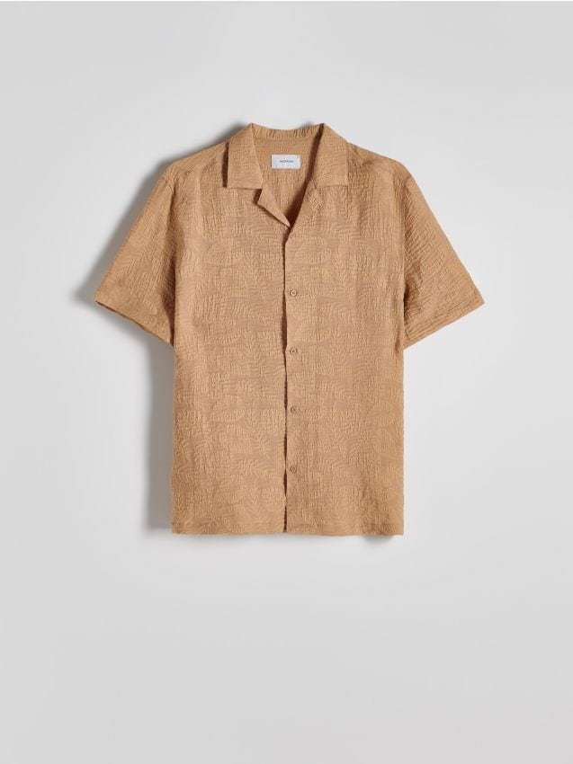 Reserved - Koszula comfort fit z lyocellem - brązowy