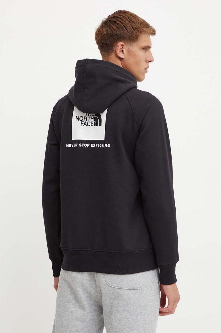 The North Face bluza Raglan Redbox Hoodie męska kolor czarny z kapturem z nadrukiem NF0A89F9KY41