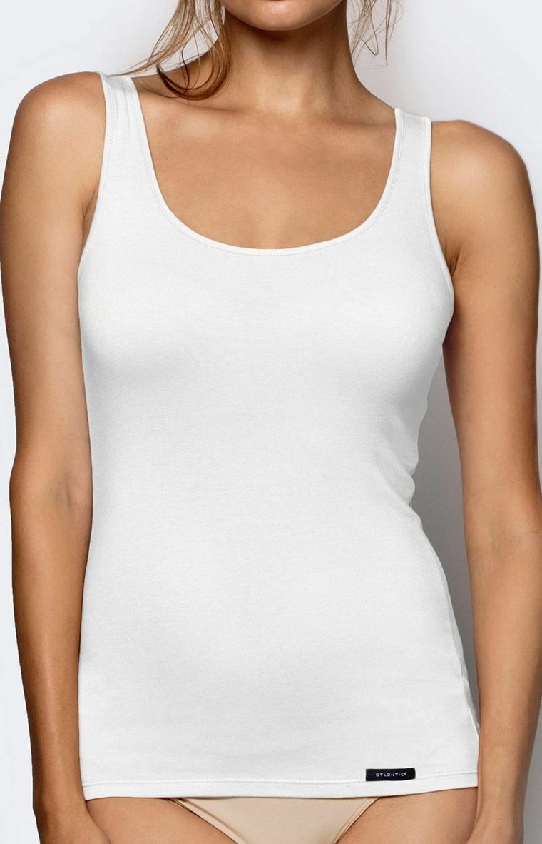 Bawełniana koszulka damska na szerokich ramiączkach BLV-198, Kolor biały, Rozmiar 2XL, ATLANTIC