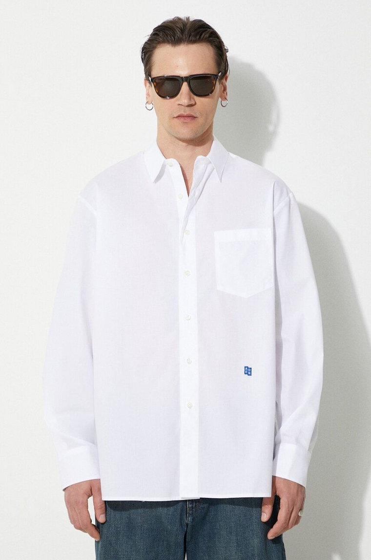 Ader Error koszula bawełniana TRS Tag Shirt męska kolor biały relaxed z kołnierzykiem klasycznym BMSGFYSH0101