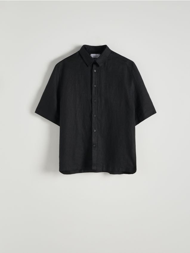 Reserved - Lniana koszula oversize - czarny