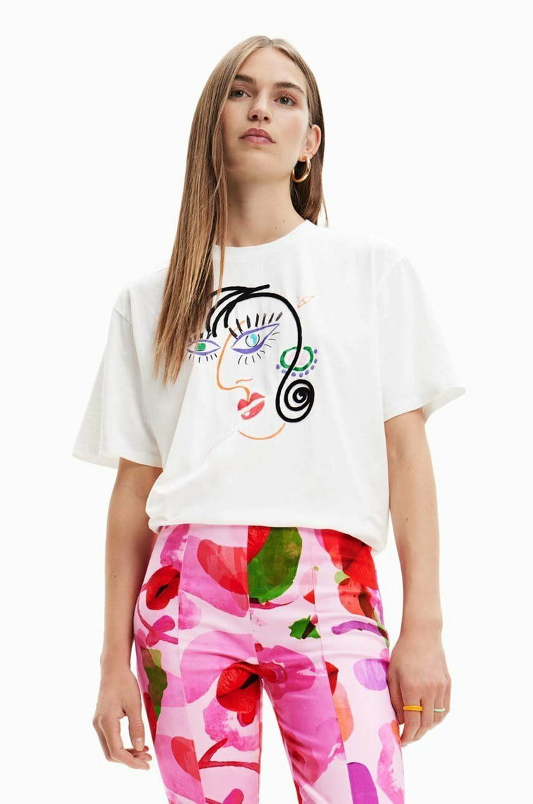 Desigual t-shirt bawełniany kolor biały