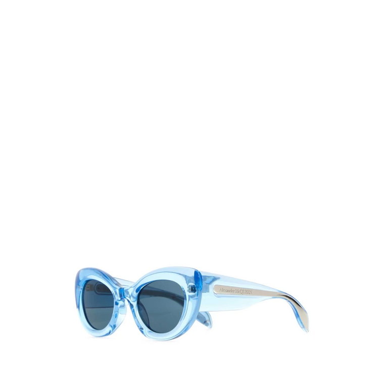 Jasnoniebieskie Okulary Curve z Acetatową Oprawką Alexander McQueen
