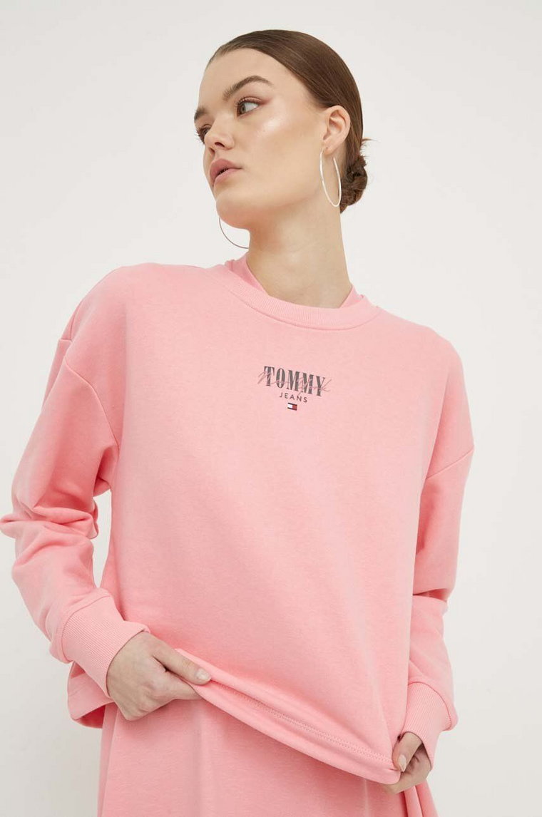 Tommy Jeans bluza damska kolor różowy z nadrukiem