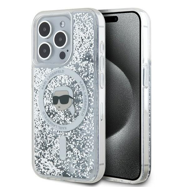 Karl Lagerfeld KLHMP15XLGKISGH iPhone 15 Pro Max 6.7" hardcase transparent Liquid Glitter Karl Head Magsafe