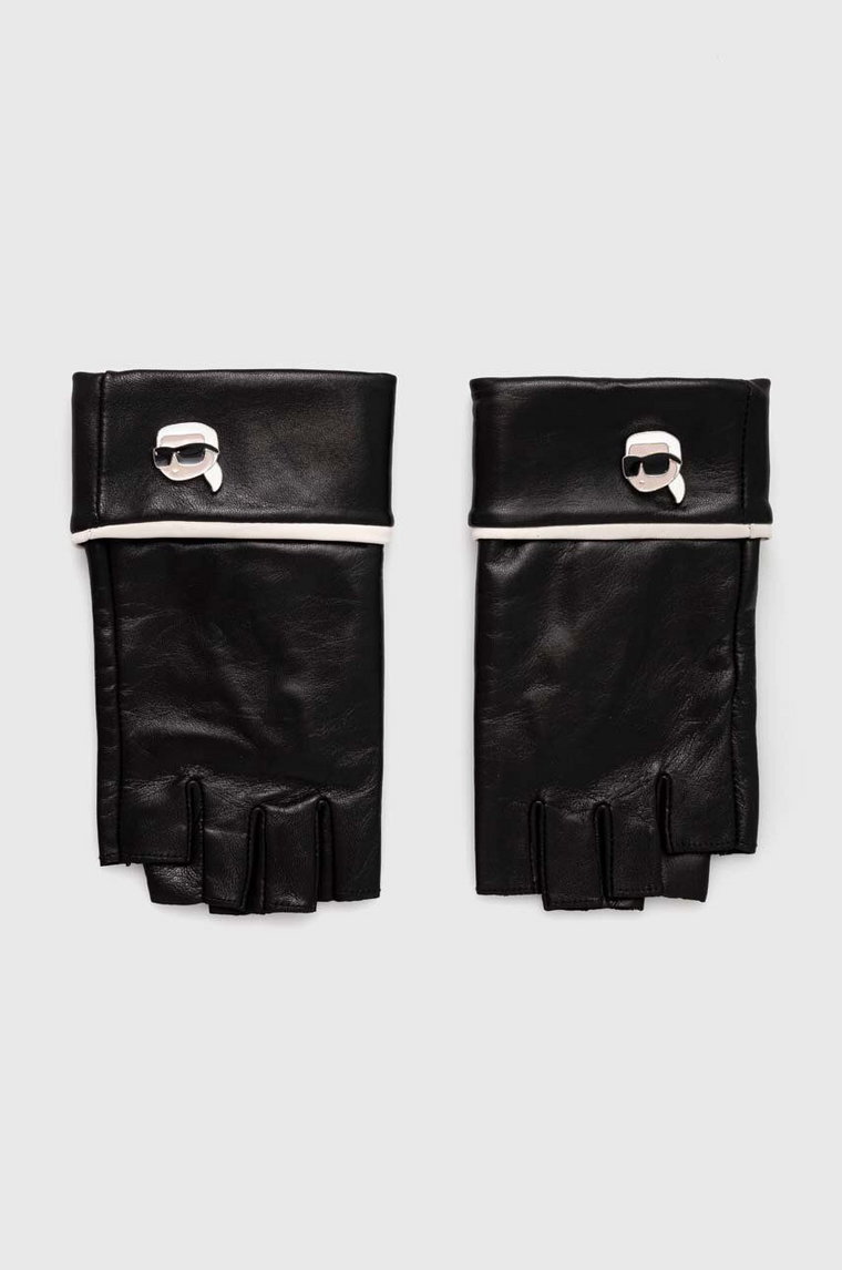 Karl Lagerfeld mitenki skórzane damskie kolor czarny 245W3605