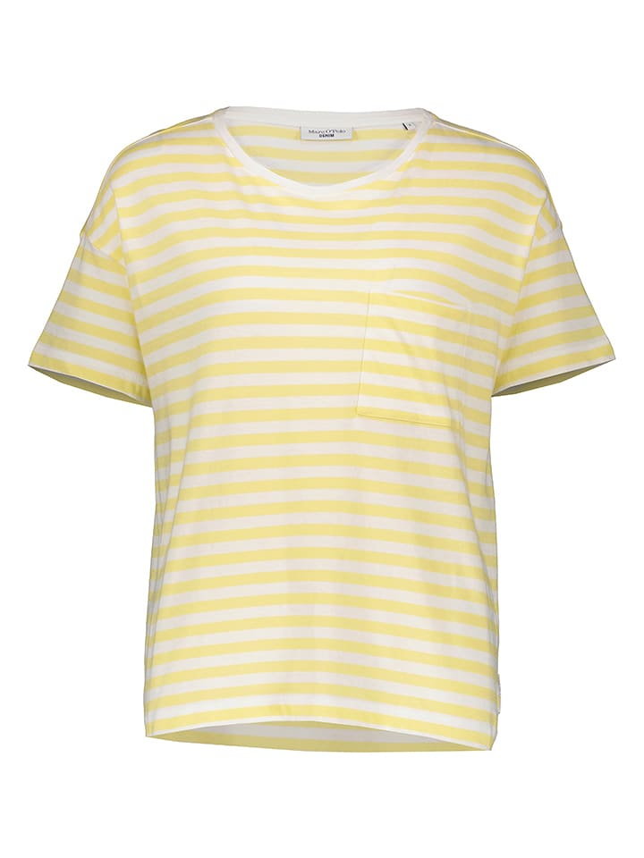Marc O'Polo DENIM Koszulka w kolorze żółto-białym