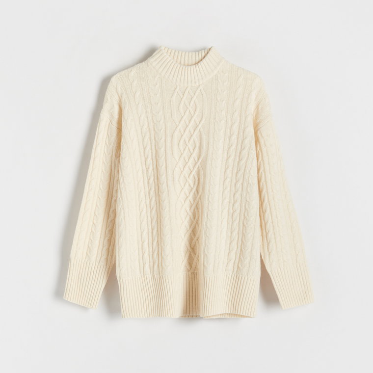 Reserved - Sweter z wełną - złamana biel