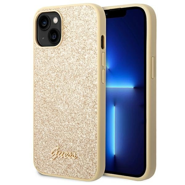 Guess GUHCP14SHGGSHD iPhone 14 6,1" złoty/gold hard case Glitter Script