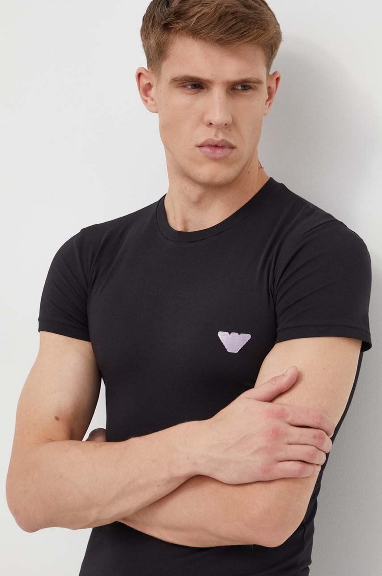 Emporio Armani Underwear t-shirt lounge kolor czarny z nadrukiem