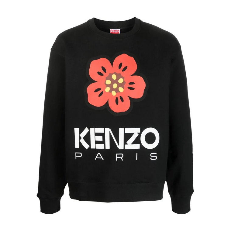 Czarny Sweter z Kwiatami Kenzo