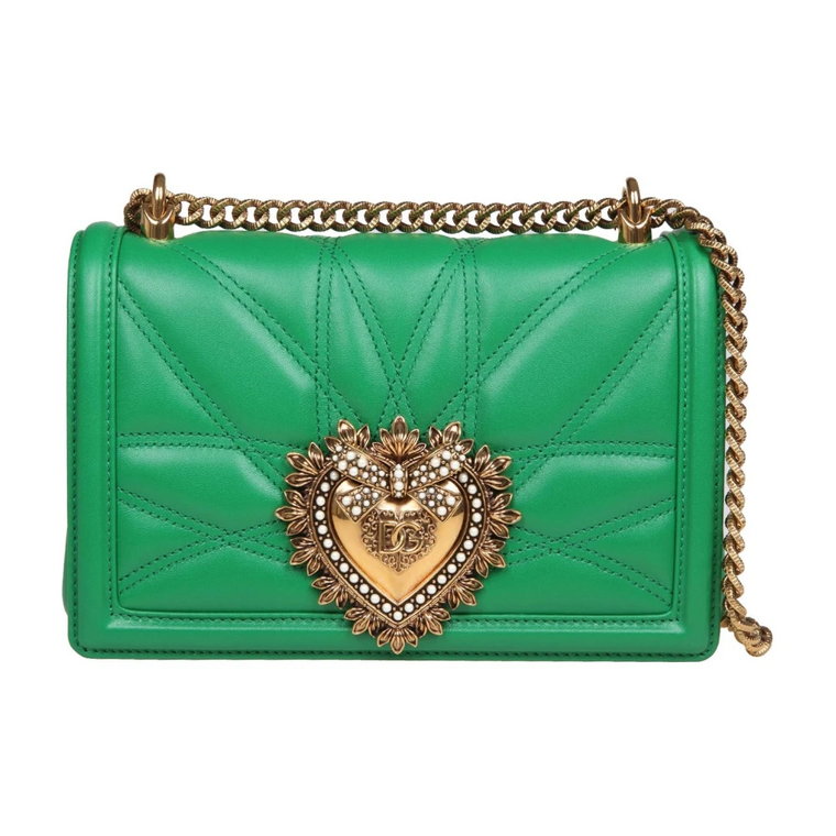 Zielona torba na ramię Matelassé Nappa z detalami serca Dolce & Gabbana
