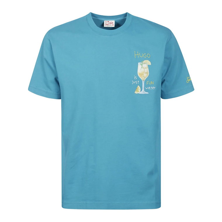 Niebieski T-shirt z nadrukiem koktajlu MC2 Saint Barth