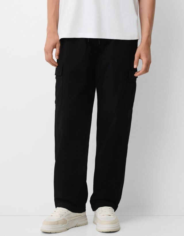 Bershka Spodnie Jogger Cargo Mężczyzna Xl Czarny