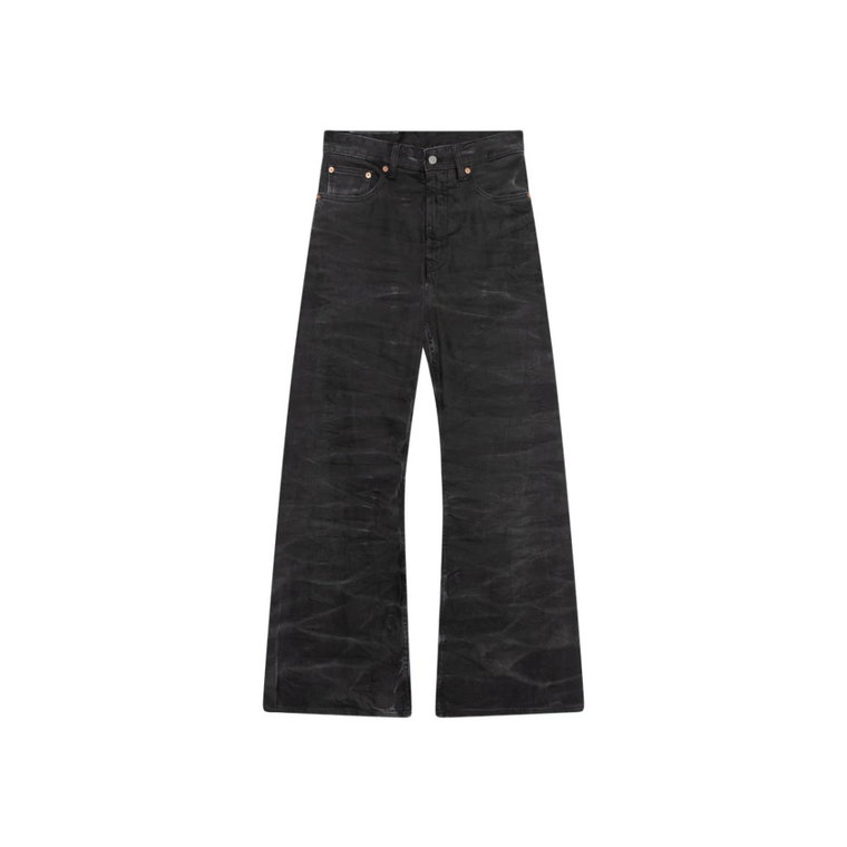 Czarne Oversize Spodnie z Zagnieceniami MM6 Maison Margiela