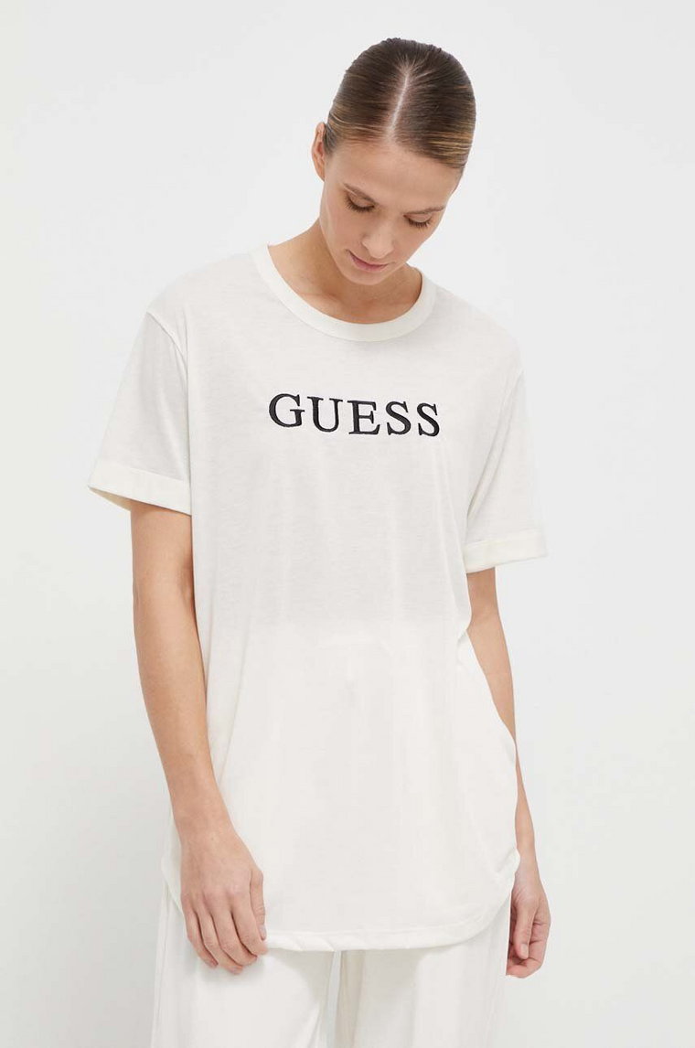 Guess t-shirt DEANA damski kolor beżowy V4RI13 KB9I0