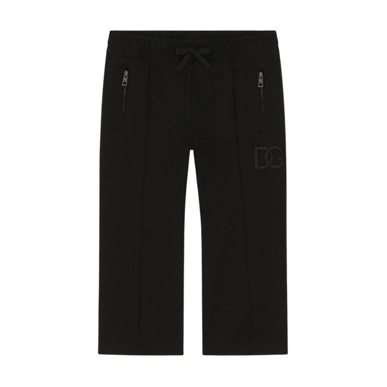 Czarne spodnie z elastycznym pasem dla dziewcząt Dolce & Gabbana