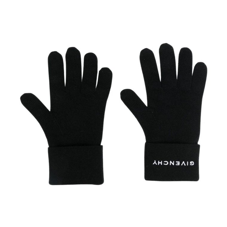 Czarne Rękawiczki z Logo Intarsia-Knit dla Mężczyzn Givenchy