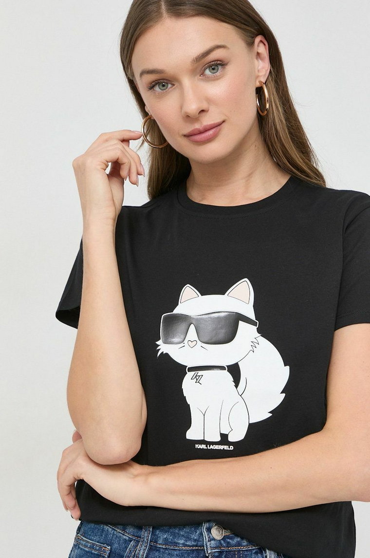 Karl Lagerfeld t-shirt bawełniany kolor czarny