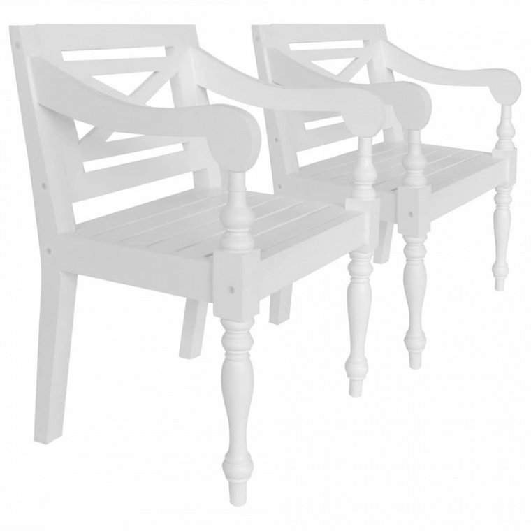 Krzesła do kuchni Batavia 2 szt. lite drewno mahoniowe białe kod: V-246963