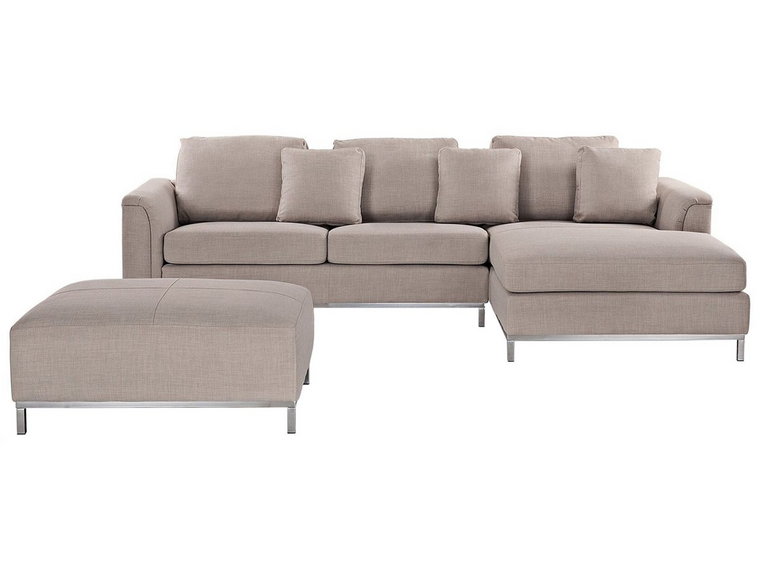 Sofa narożna BELIANI Oslo, beżowa, 64x270x151 cm