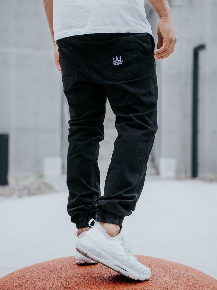 Spodnie Jogger Jigga Crown Stitch Czarne / Fioletowe