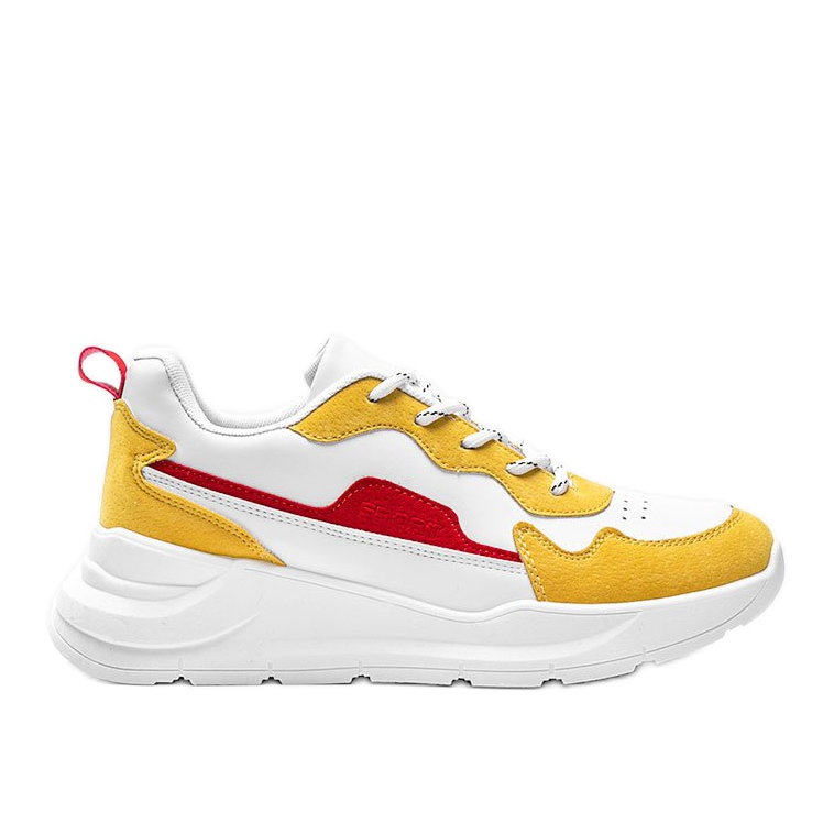 Białe sneakersy sportowe z żółtymi dodatkami Alexia