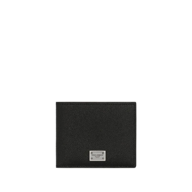 Czarna Skórzana Portmonetka Bi-Fold z Logo Plaque Dolce & Gabbana