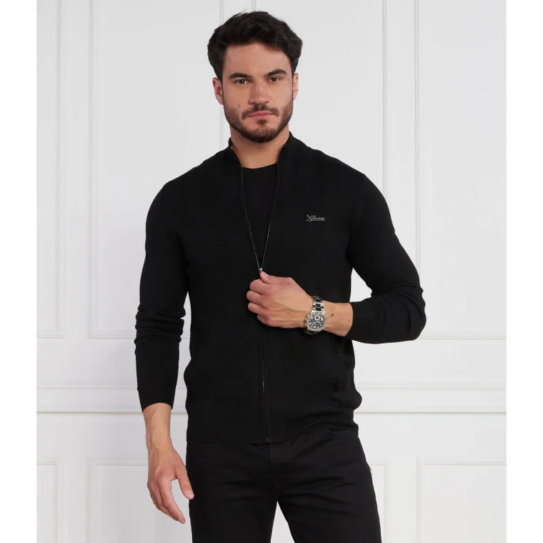 GUESS Sweter | Regular Fit | z dodatkiem jedwabiu