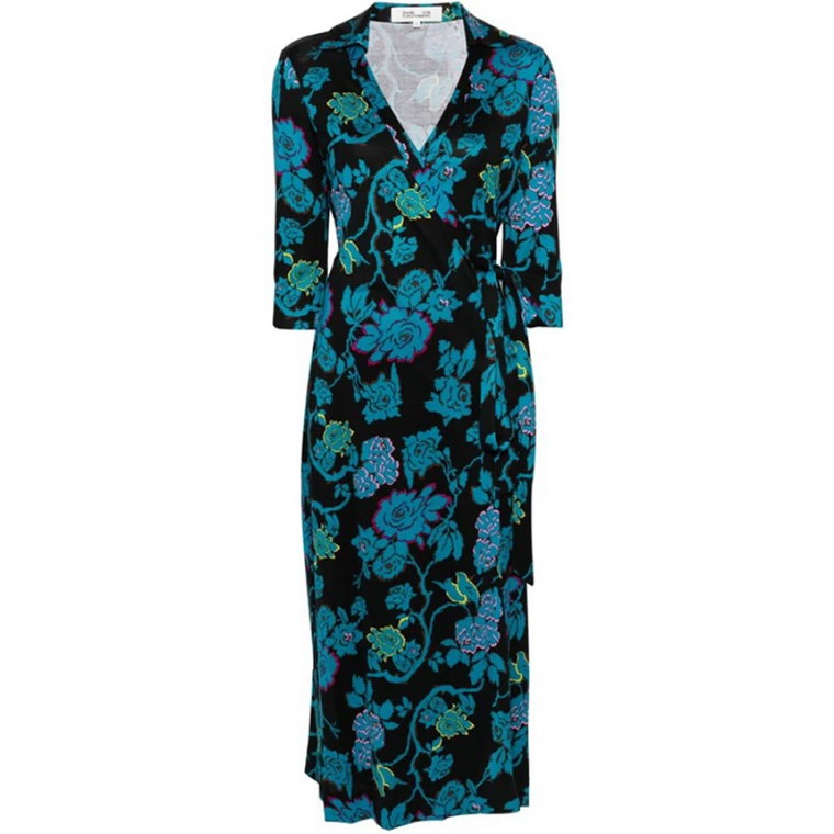 Kwiatowy Wzór Sukienka Midi z Wiązaniem Diane Von Furstenberg