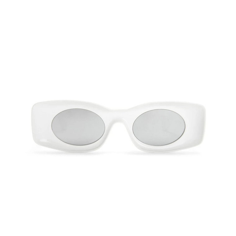 Okulary przeciwsłoneczne białe z srebrnymi soczewkami Loewe