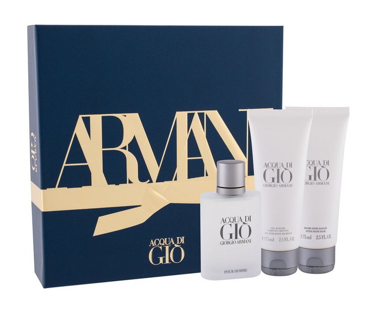 Zestaw męski Giorgio Armani Acqua Di Gio Pour Homme Woda toaletowa 50 ml + Żel pod prysznic 75 ml + Balsam po goleniu 75 ml (3614273225311). Perfumy męskie