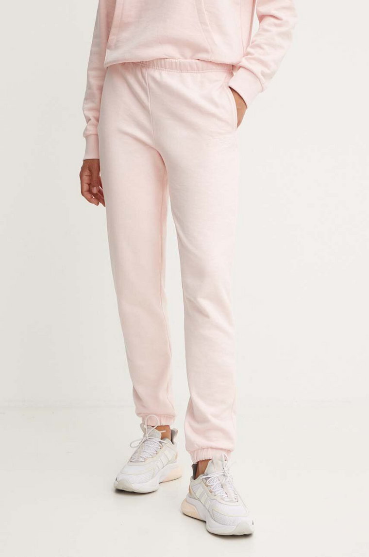 Guess spodnie dresowe bawełniane RGINE kolor różowy gładkie V4YB11 KC6W1