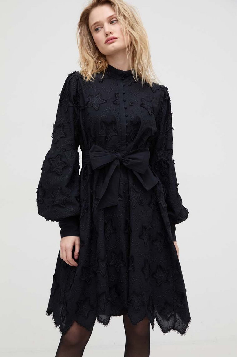 Bruuns Bazaar sukienka bawełniana kolor czarny mini oversize