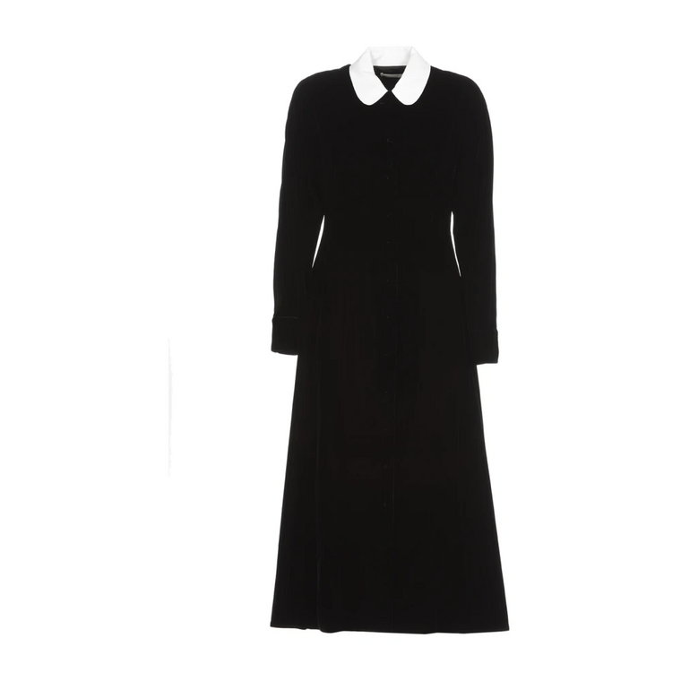 Czarna Sukienka Midi z Weluru Tory Burch