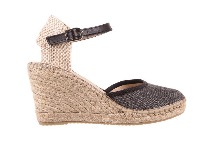 Espadryle Bayla-115 402009 Lory Negro, Czarny/Srebrny, Materiał