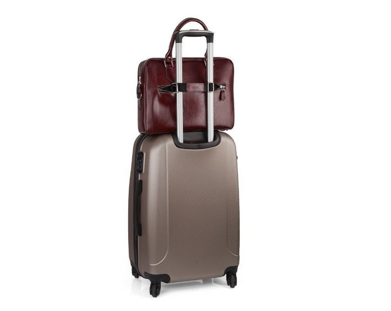Skórzana torba na laptop z uchwytem na walizkę SL23 bordowa