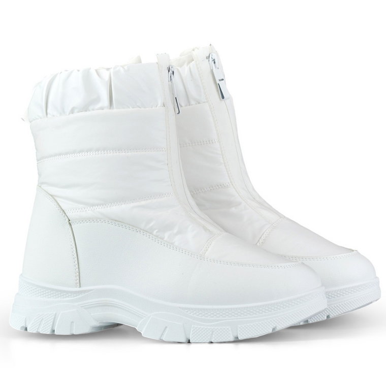 Wygodne ocieplane buty damskie białe śniegowce