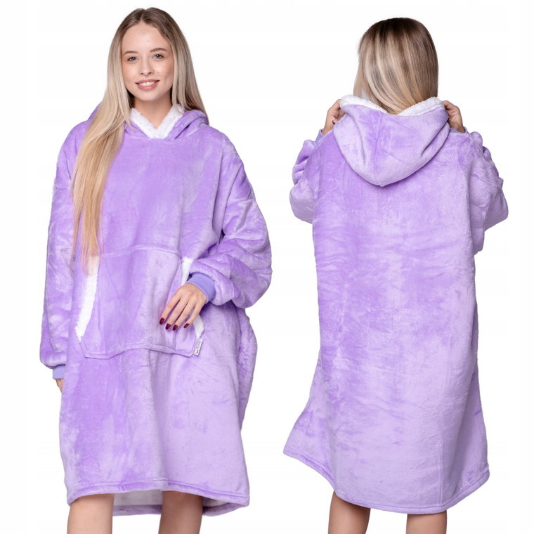 Koc Bluza Oversize Ciepła 2W1 Gruba XXL Futrzak Kocobluza