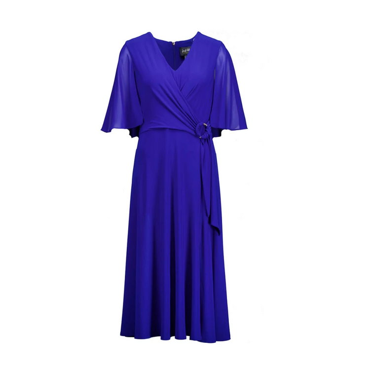 Elegancka Niebieska Sukienka Midi z Rękawami w Stylu Peleryny Joseph Ribkoff