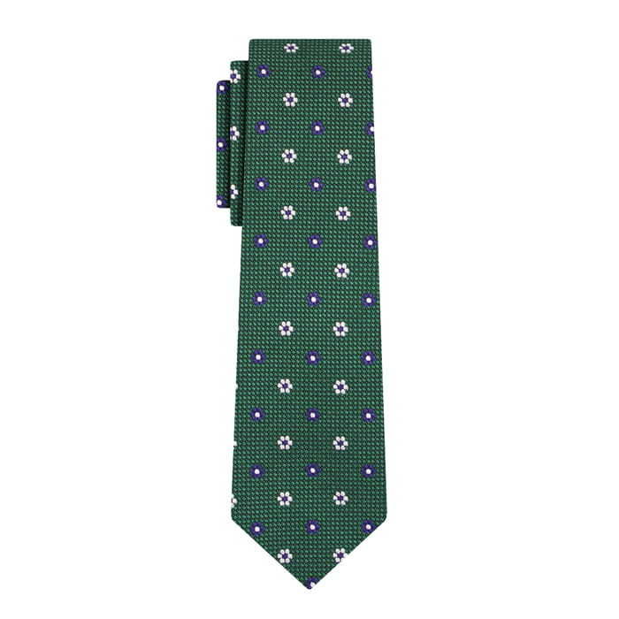 Krawat zielony w kwiatki EM 8