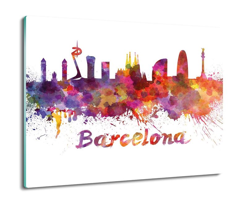 szklana osłona kuchenna Barcelona akwarela 60x52, ArtprintCave