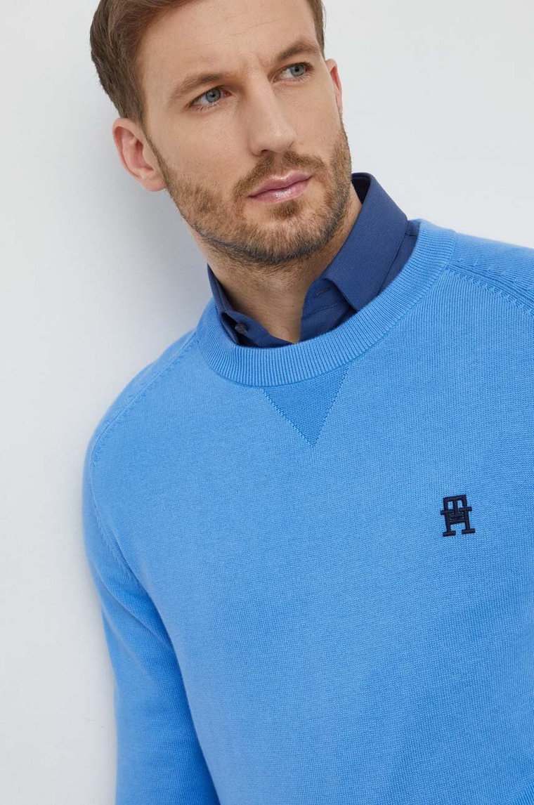 Tommy Hilfiger sweter bawełniany kolor niebieski lekki MW0MW34687